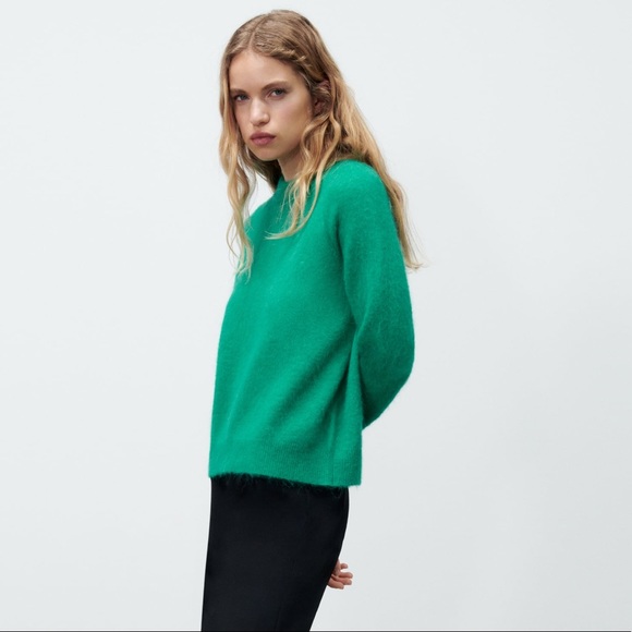 Zara WOOL & ALPACA BLEND KNIT SWEATER GREEN SIZE S NEW - Picture 8 of 10